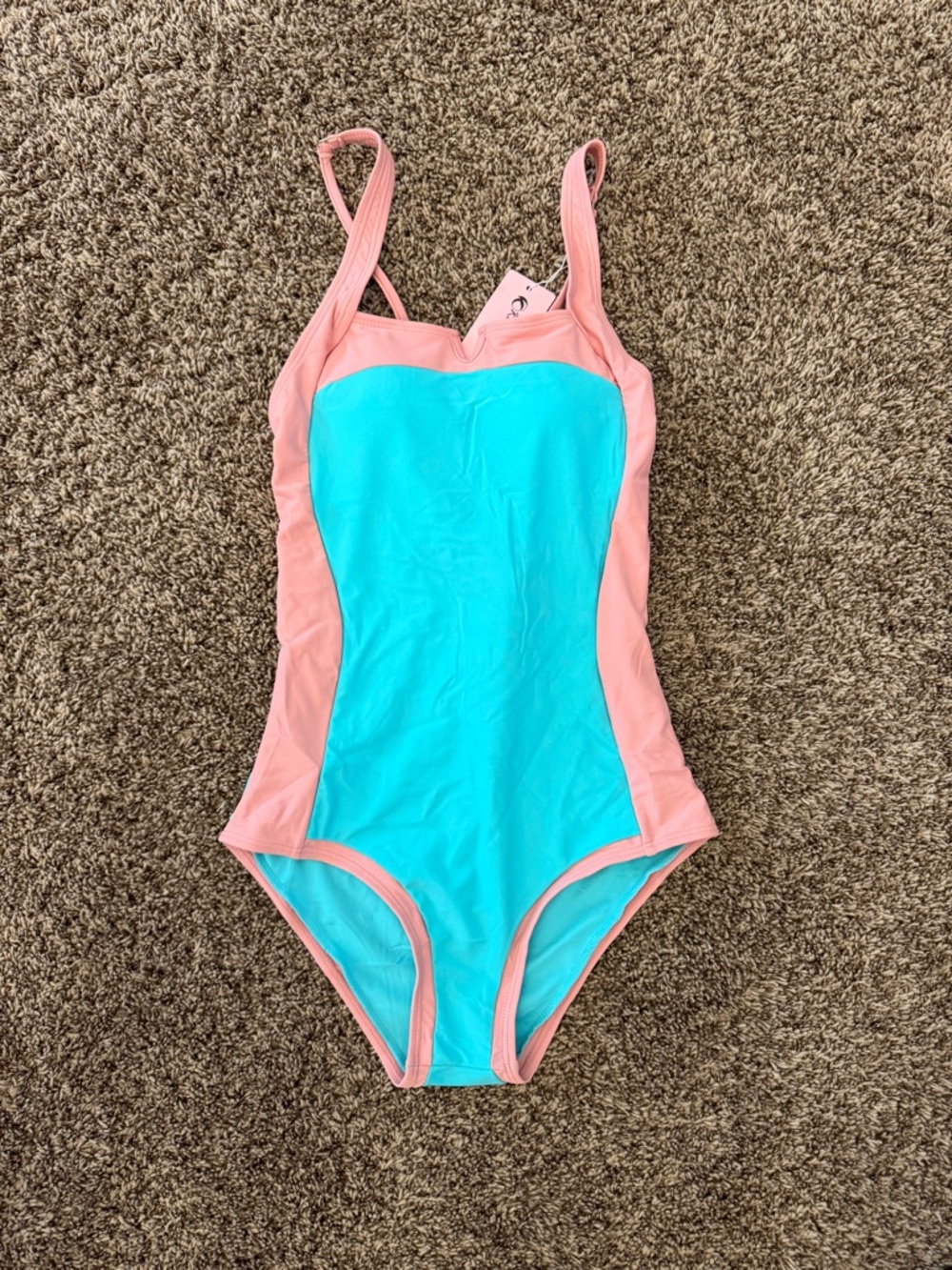 Kids4ever Girls Colorblock One-Piece Swimsuit - Pink & Turquoise padded for teen